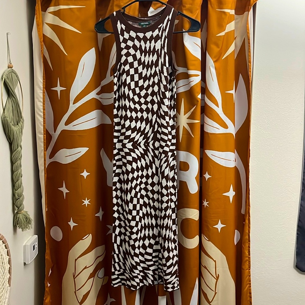 Wild Fable XS 3/4 length sleeveless soft brown/cream dress